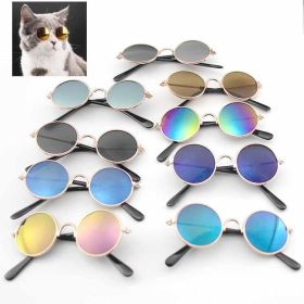 Pet Products Lovely Vintage Round Cat Sunglasses Reflection Eye wear glasses For Small Dog Cat Pet Photos Props Accessories (Color: silver)